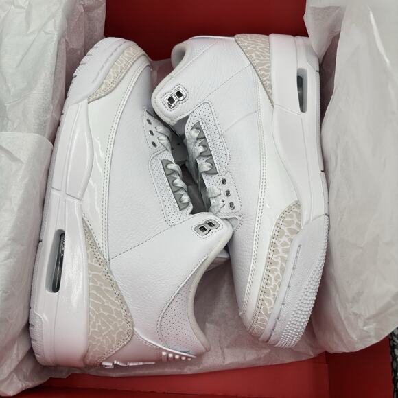 Nike Air Jordan 3 Retro White Metallic Silver Sneakers CT8532 111 Men Size 8.5 main image 7